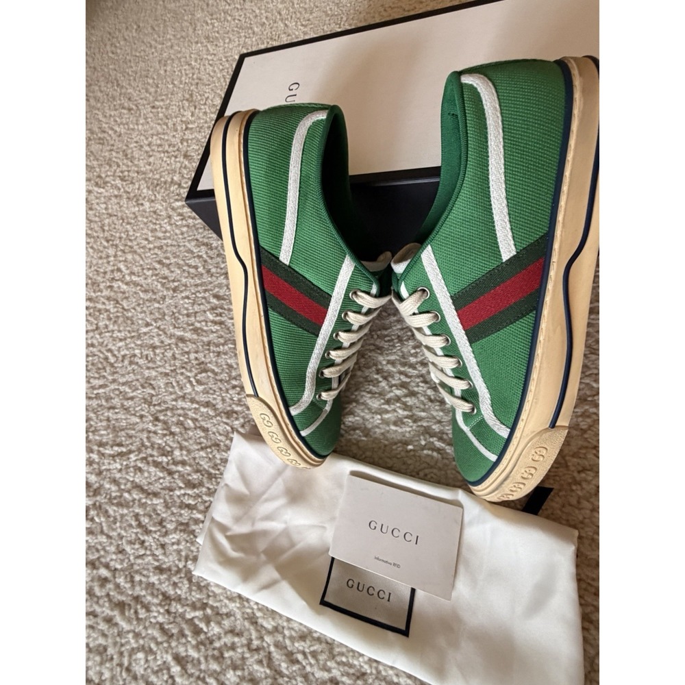 Rare Gucci Tennis 1977 Green Canvas Sneakers 606111-GZO30-3760 Men US 8.5 - Picture 10 of 11